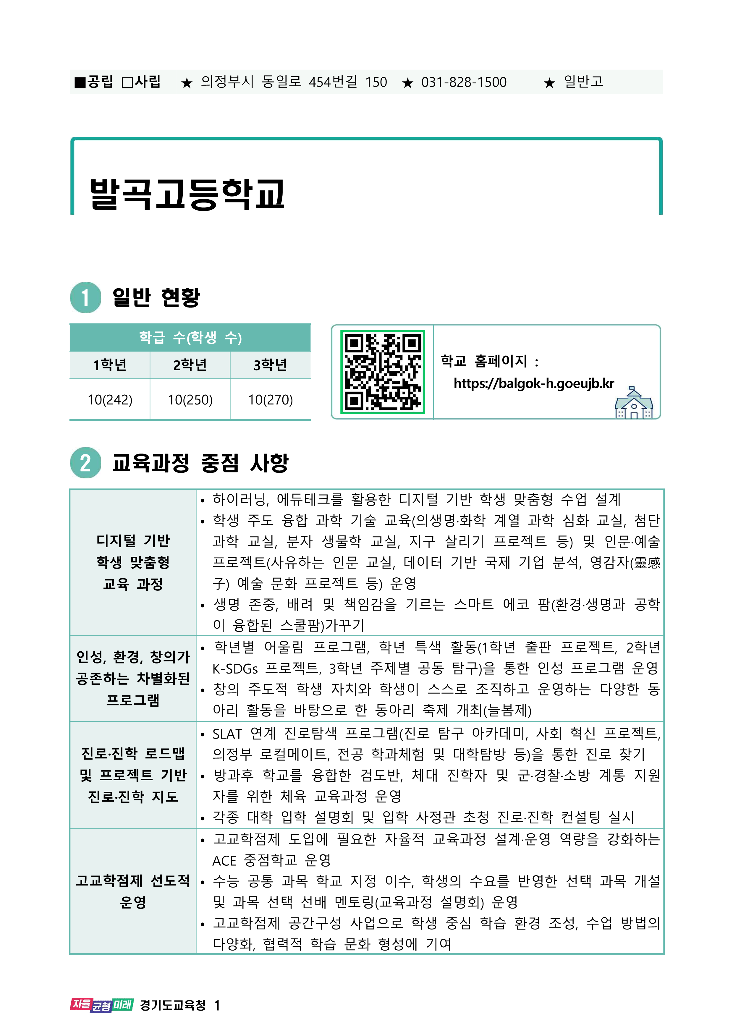 2025학년도 일반고 입학생 교육과정(발곡고등학교) 001