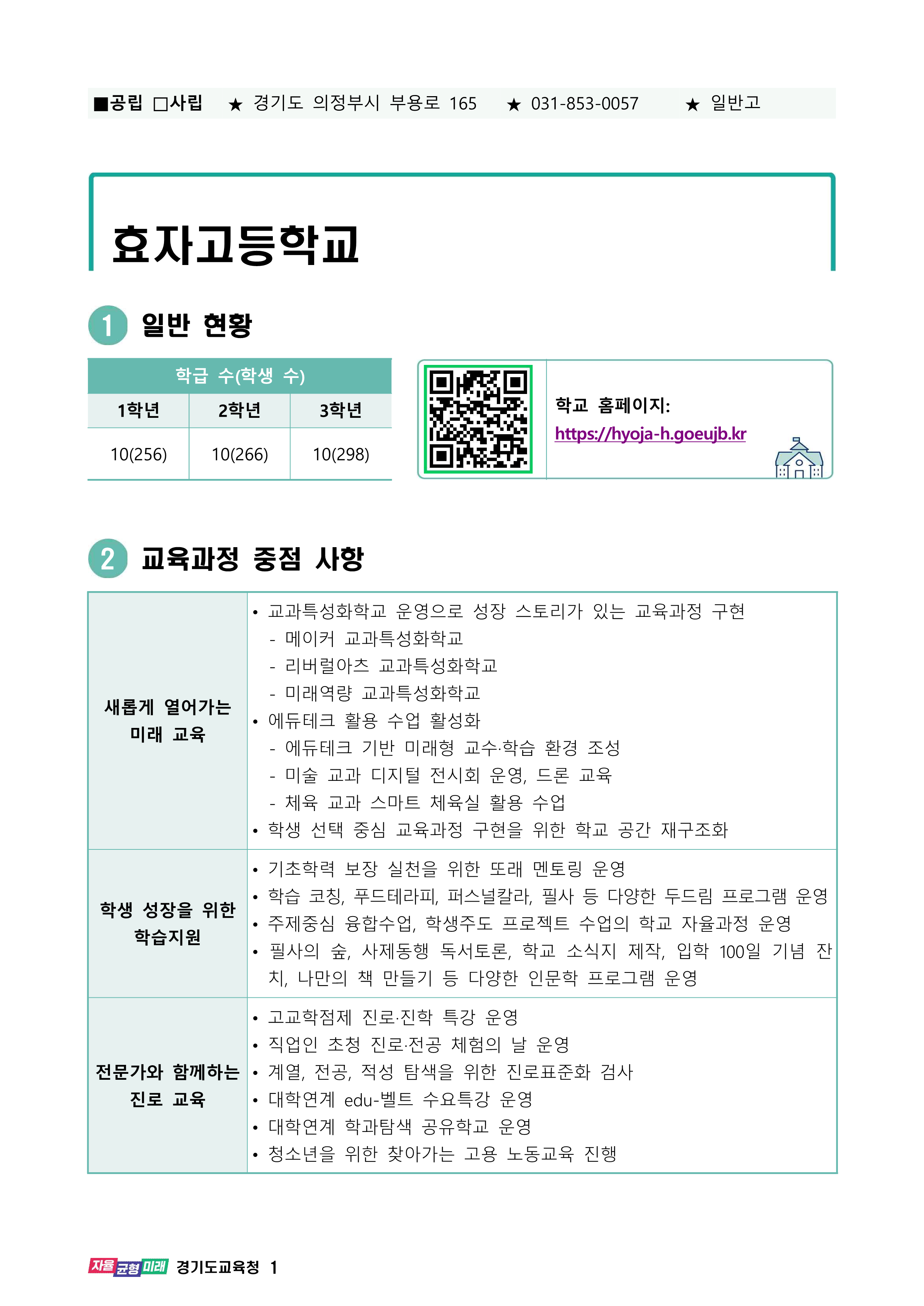 2025학년도 일반고 입학생 교육과정(효자고등학교) 001