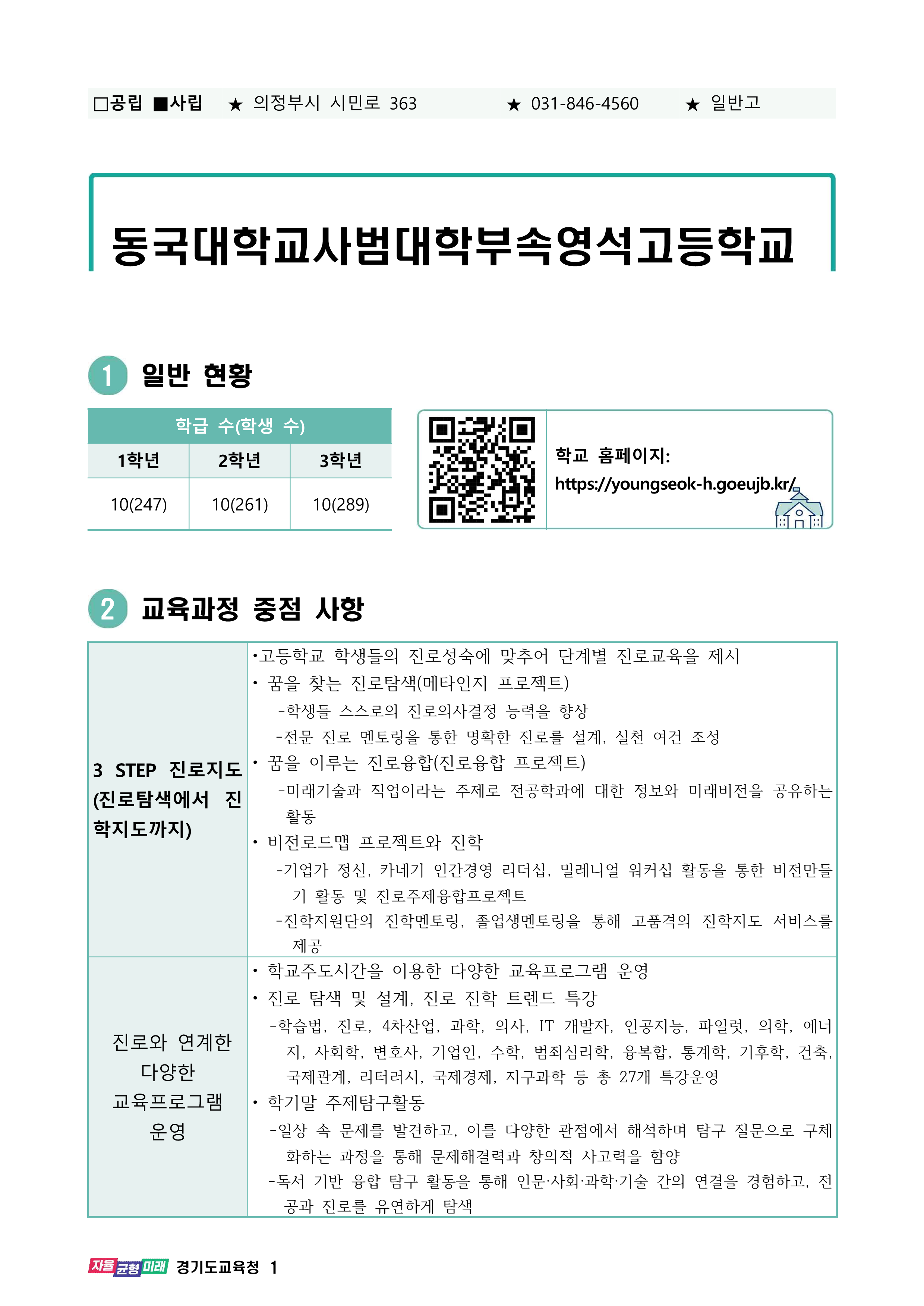 2025학년도 일반고 입학생 교육과정(영석고등학교) 001